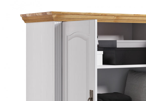 Dulap de lenjerii Konrad din lemn de pin alb 133 cm - LunaHome.ro
