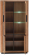 Dulap de living cu vitrina Greno cu fronturi din lemn de stejar 107 cm - LunaHome.ro