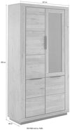 Dulap de living cu vitrina Greno cu fronturi din lemn de stejar 107 cm - LunaHome.ro