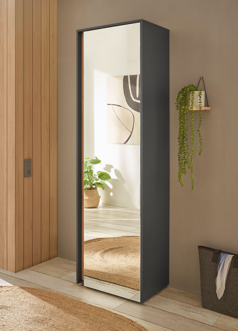 Dulap garderoba City Giron cu o usa cu oglinda antracit 60 cm lățime - LunaHome.ro