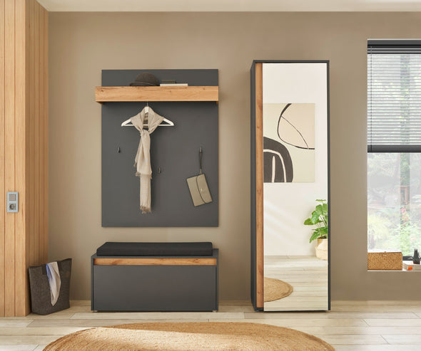 Dulap garderoba City Giron cu o usa cu oglinda antracit 60 cm lățime