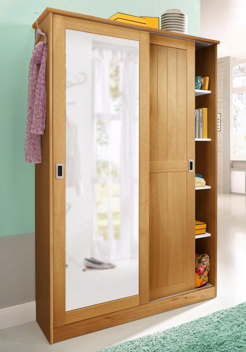 Dulap garderoba Nekso cu oglinda si usi glisante 114 cm - LunaHome.ro
