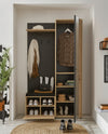 Dulap garderoba compact pentru hol cu bancheta si oglinda 114 cm - LunaHome.ro