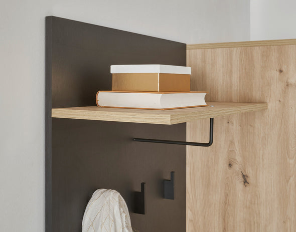 Dulap garderoba compact pentru hol cu bancheta si oglinda 114 cm - LunaHome.ro