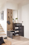 Dulap garderoba de hol Simple cu model riflaj si oglinda 88 cm - LunaHome.ro