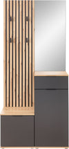 Dulap garderoba de hol Simple cu model riflaj si oglinda 88 cm - LunaHome.ro