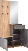 Dulap garderoba de hol Simple cu model riflaj si oglinda 88 cm - LunaHome.ro