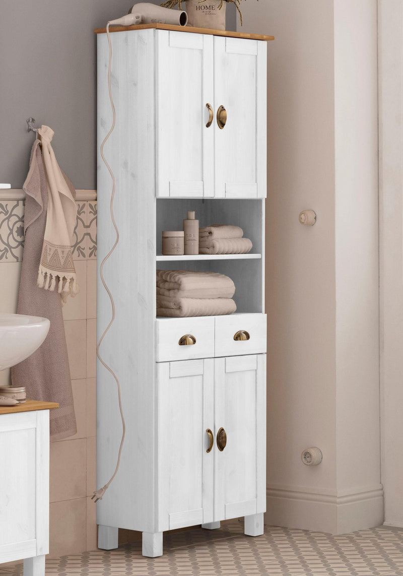 Dulap înalt Oslo din lemn masiv de pin alb 60 cm lățime - LunaHome.ro