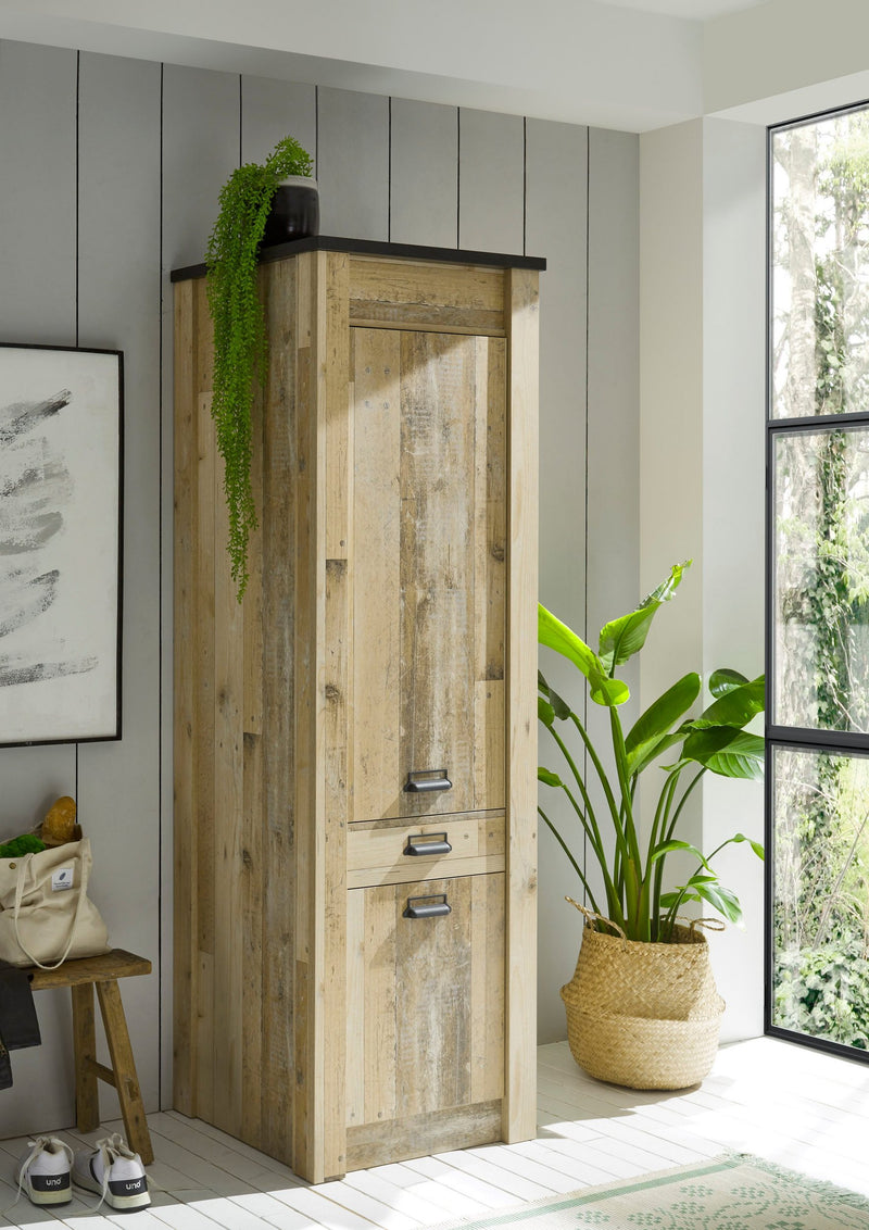 Dulap inalt Sherwood cu aspect de lemn, industrial 62 cm latime - LunaHome.ro