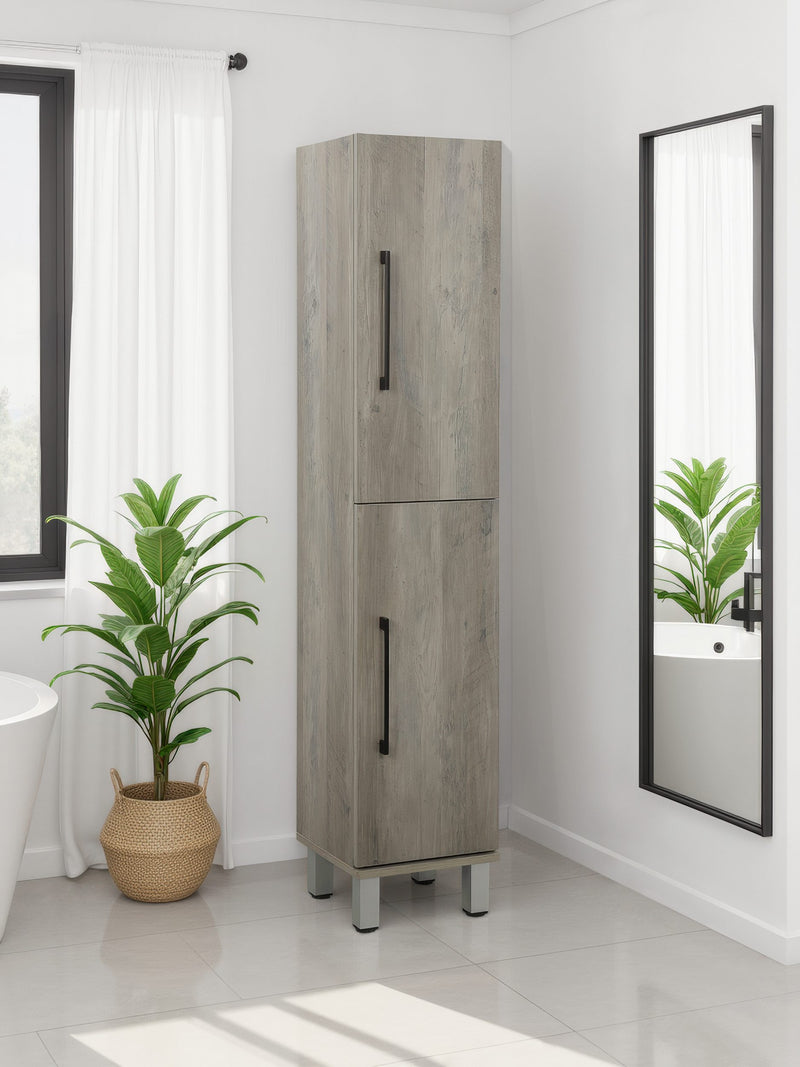 Dulap înalt de baie Florence gri cu 2 usi 30 cm lățime - LunaHome.ro