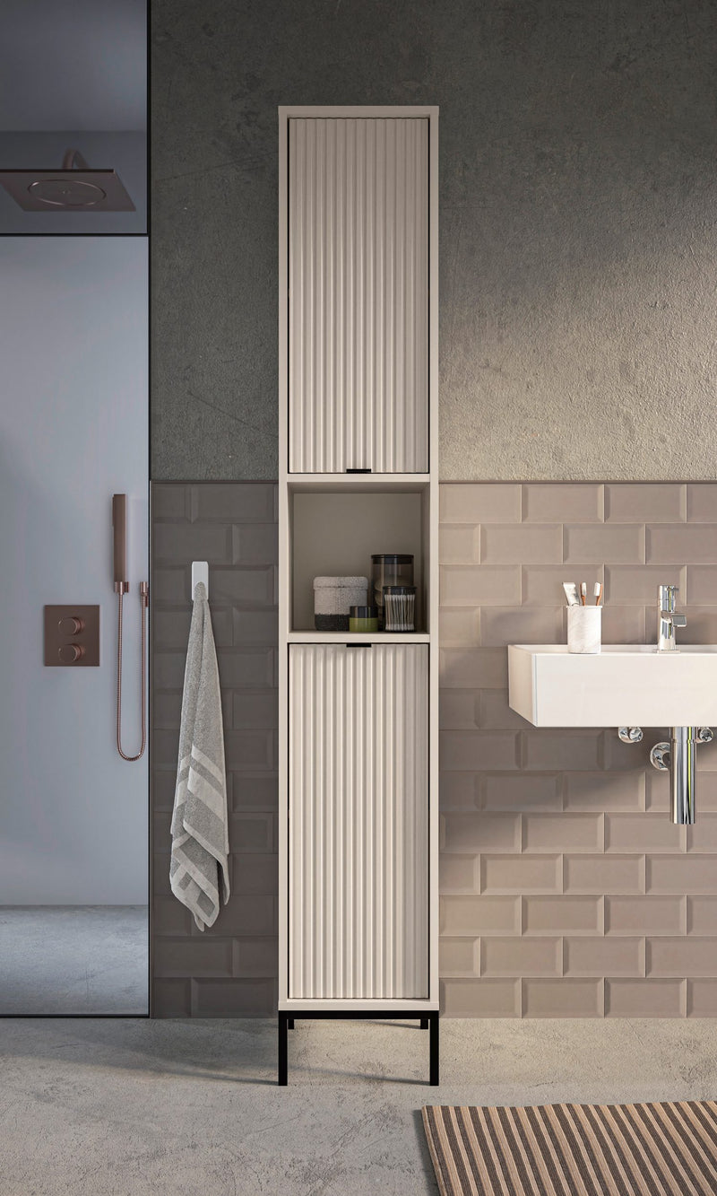 Dulap inalt de baie Lucera cu design modern bej cașmir 32 cm - LunaHome.ro