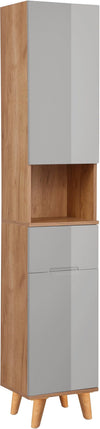 Dulap înalt de baie Lund Design cu usi gri, 35 cm lățime - LunaHome.ro