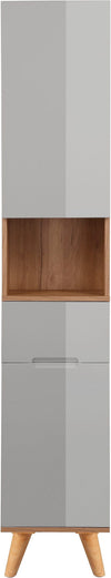 Dulap înalt de baie Lund Design cu usi gri, 35 cm lățime - LunaHome.ro