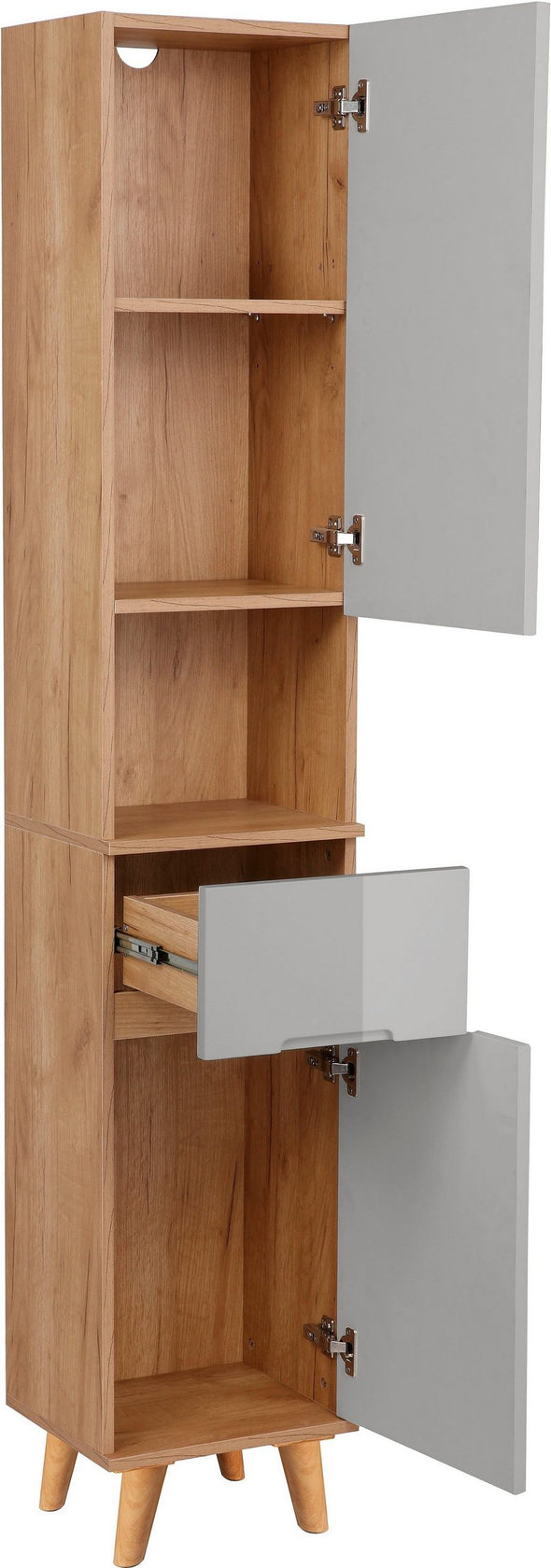 Dulap înalt de baie Lund Design cu usi gri, 35 cm lățime - LunaHome.ro