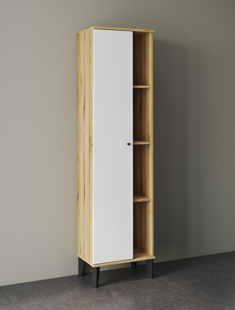 Dulap inalt de baie Oslo cu aspect scandinav alb 51 cm - LunaHome.ro