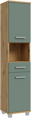 Dulap înalt de baie Veris cu fronturi verde salvie 40 cm - LunaHome.ro