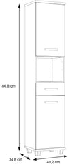 Dulap înalt de baie Veris cu fronturi verde salvie 40 cm - LunaHome.ro