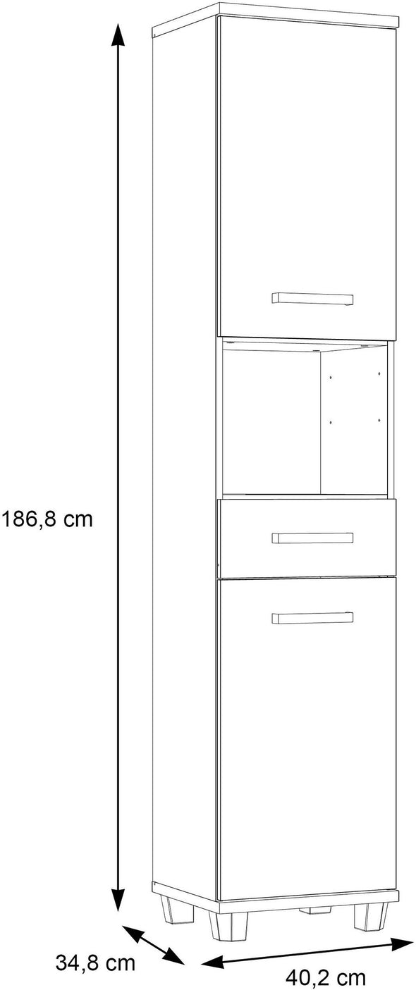 Dulap înalt de baie Veris cu fronturi verde salvie 40 cm - LunaHome.ro