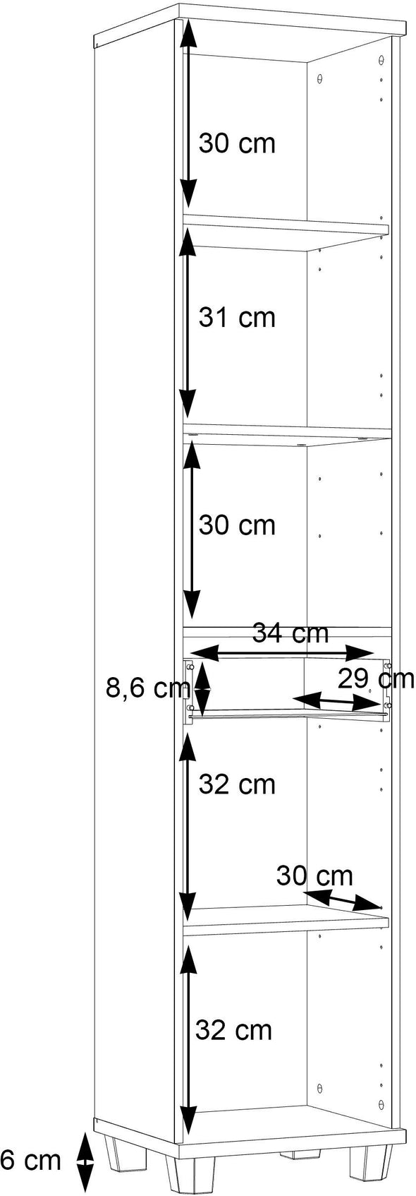 Dulap înalt de baie Veris cu fronturi verde salvie 40 cm - LunaHome.ro