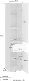 Dulap inalt de baie Wisla cu model riflaj cu 2 uși și 1 sertar 38 cm - LunaHome.ro
