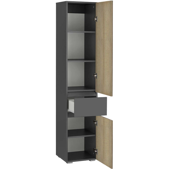 Dulap inalt de baie Wisla cu model riflaj cu 2 uși și 1 sertar 38 cm - LunaHome.ro