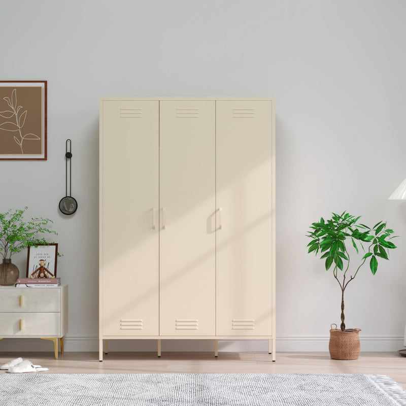 Dulap metalic Siena cu design industrial crem 120 cm lățime