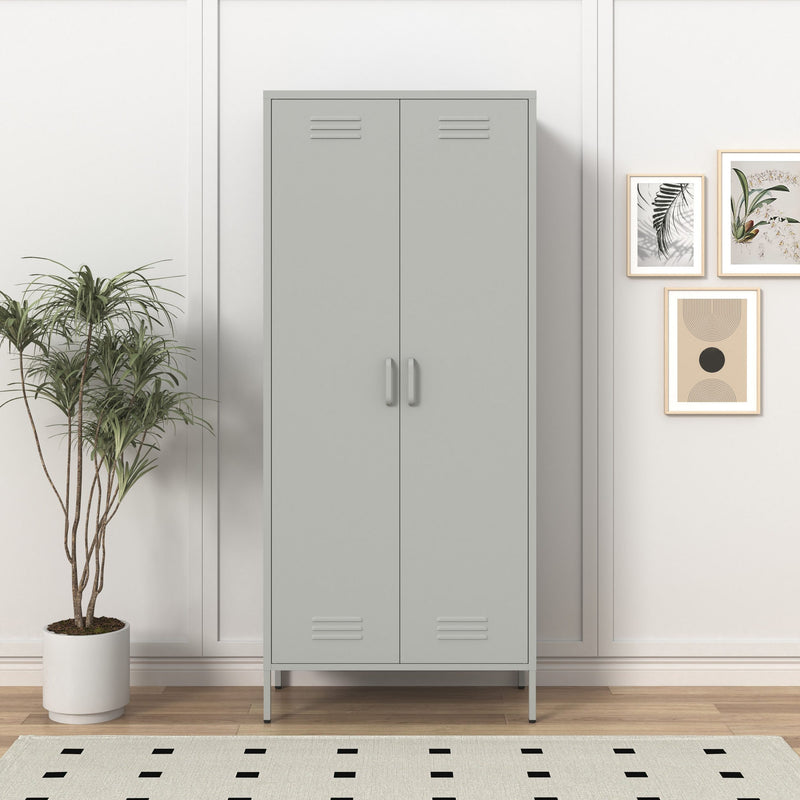 Dulap metalic Siena cu design industrial gri deschis 80 cm lățime - LunaHome.ro