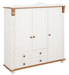 Dulap midi Adele din lemn de pin alb rustic 130 cm lățime - LunaHome.ro