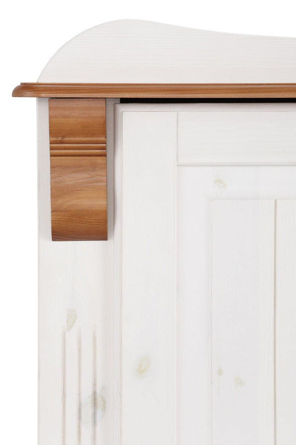 Dulap midi Adele din lemn de pin alb rustic 130 cm lățime - LunaHome.ro