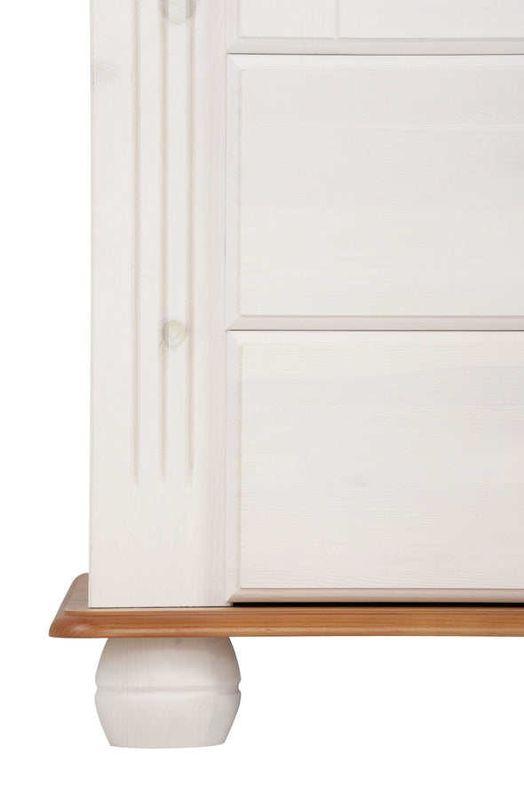 Dulap midi Adele din lemn de pin alb rustic 130 cm lățime - LunaHome.ro
