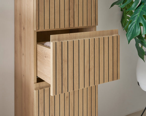 Dulap midi Austin cu model riflaj stejar 40 cm lățime - LunaHome.ro
