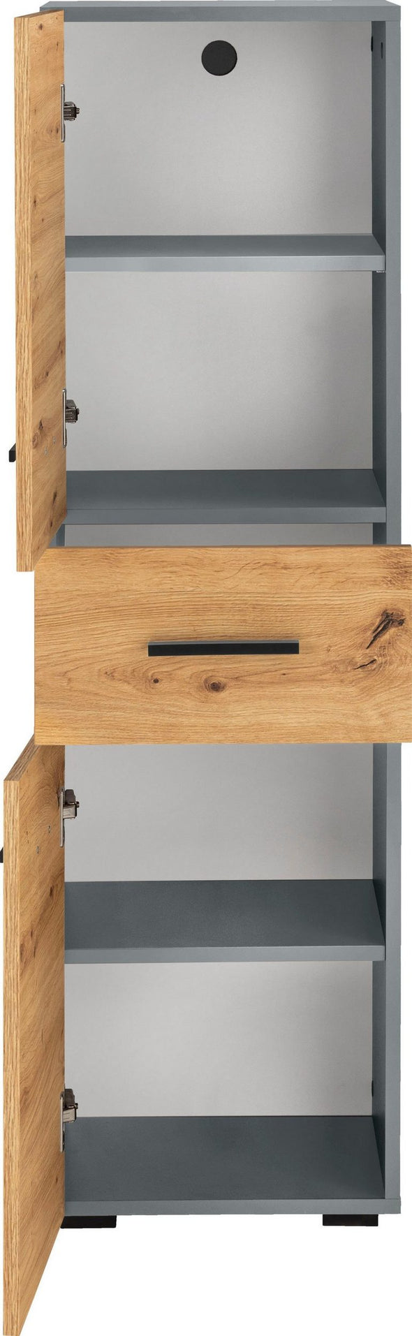 Dulap midi de baie, Skara, înălțime 130 cm, cu 2 uși și 1 sertar - LunaHome.ro