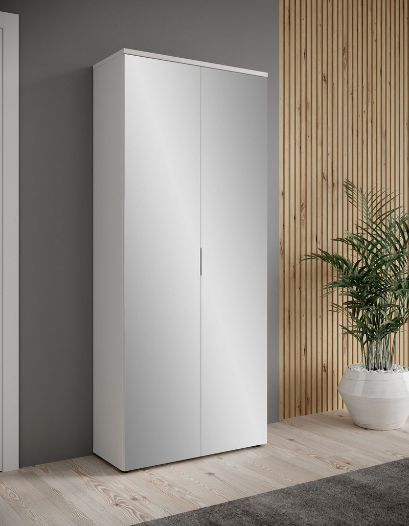 Dulap pantofar Lincoln alb cu oglinzi 80x190x35 cm - LunaHome.ro