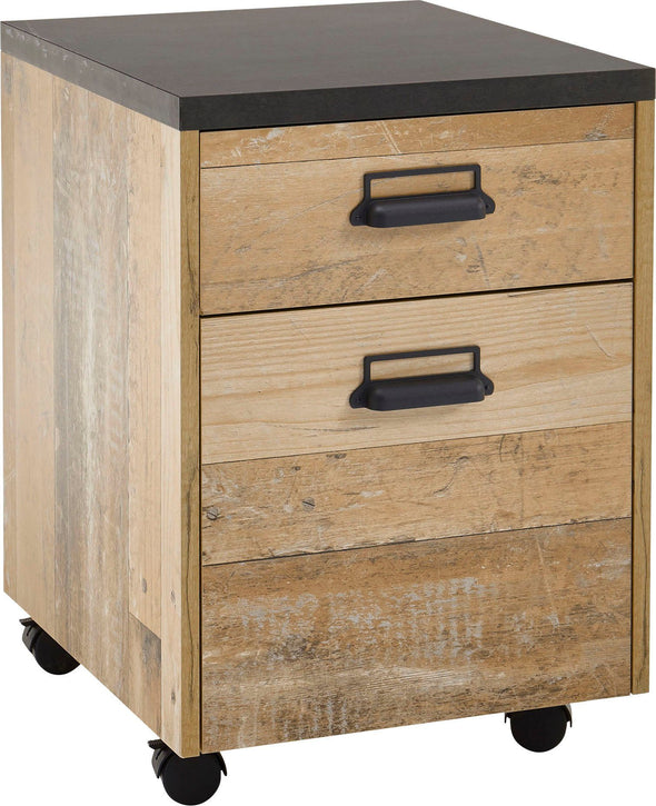 Dulap rollbox Sherwood cu roți, aspect de lemn antichizat, 47 cm latime - LunaHome.ro