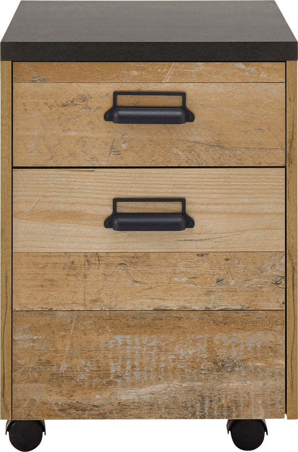 Dulap rollbox Sherwood cu roți, aspect de lemn antichizat, 47 cm latime - LunaHome.ro