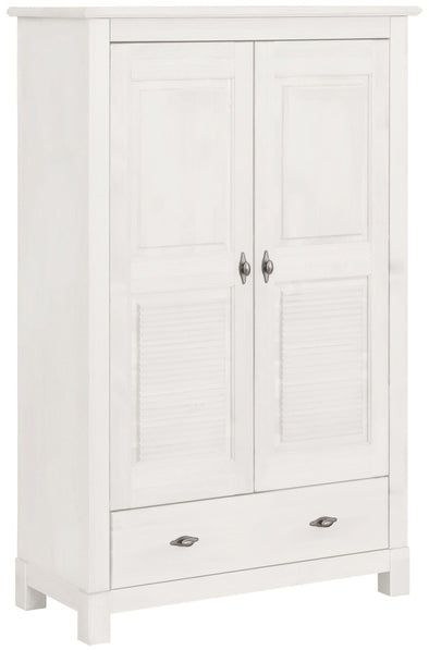 Dulap scund Rauna din lemn de pin alb rustic cu 2 usi, 96 cm lățime