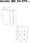 Dulap suspendat de baie Austin cu oglinzi 60 cm lățime - LunaHome.ro