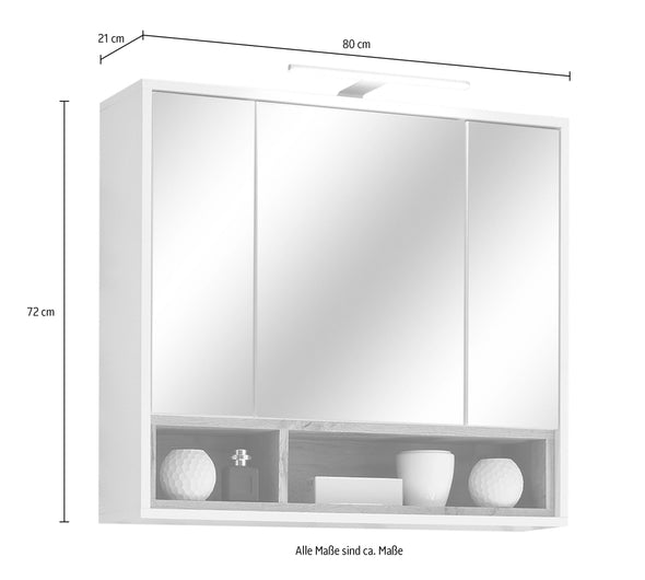 Dulap suspendat de baie Mila cu oglinzi si LED 80 cm - LunaHome.ro