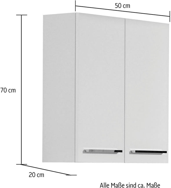 Dulap suspendat de baie Quickset alb cu 2 usi, 50 cm - LunaHome.ro