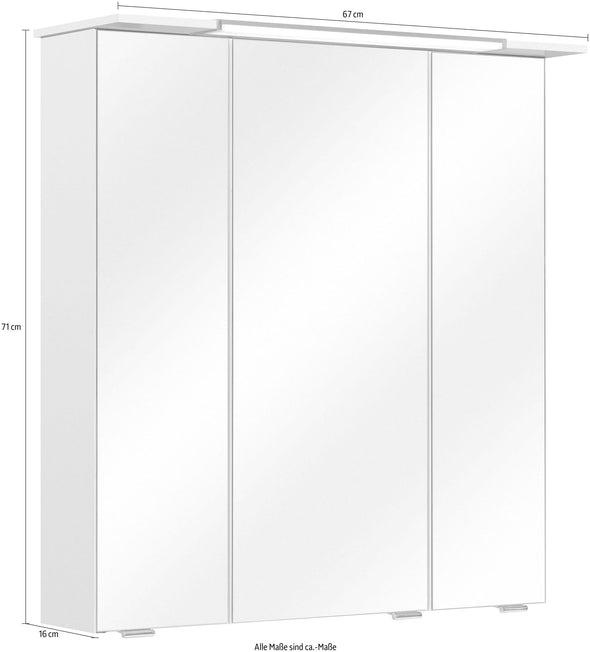 Dulap suspendat de baie Quickset cu oglinda si iluminare 67 cm - LunaHome.ro