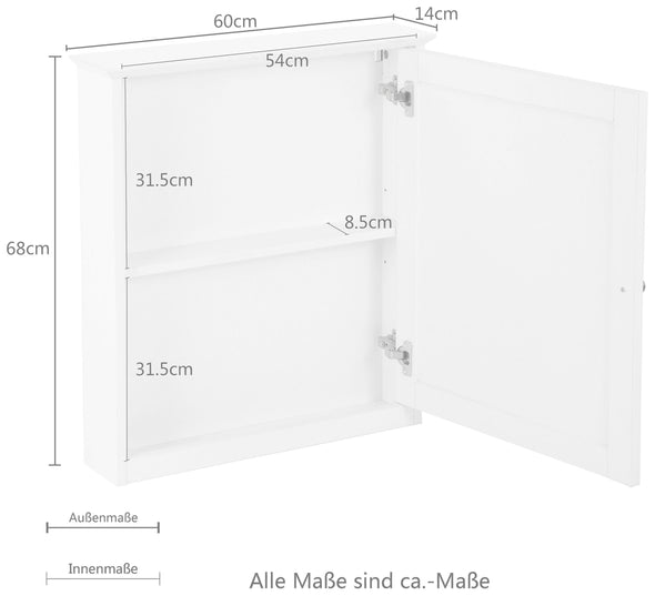 Dulap suspendat pentru baie Aalborg cu oglinda, 60 cm lățime