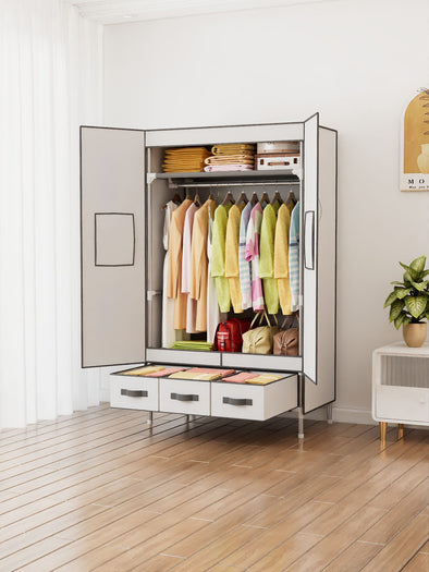 Dulap textil cu schelet metalic Stockholm alb 90 cm lățime - LunaHome.ro
