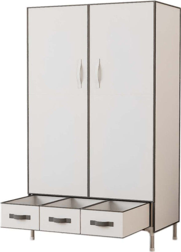 Dulap textil cu schelet metalic Stockholm alb 90 cm lățime - LunaHome.ro