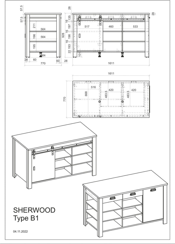 Dulap tip insula Sherwood cu aspect de lemn 161x77 cm