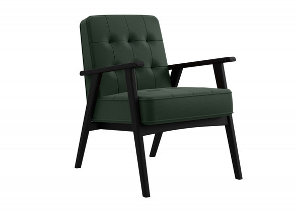 Fotoliu Alvared cu aspect de piele verde si cadru din fag - LunaHome.ro