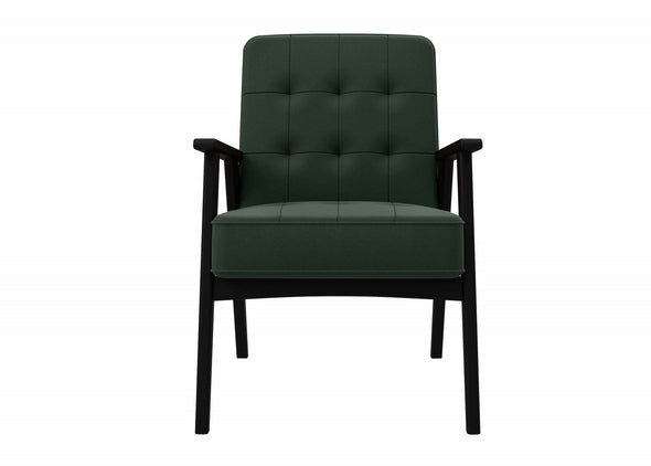 Fotoliu Alvared cu aspect de piele verde si cadru din fag - LunaHome.ro