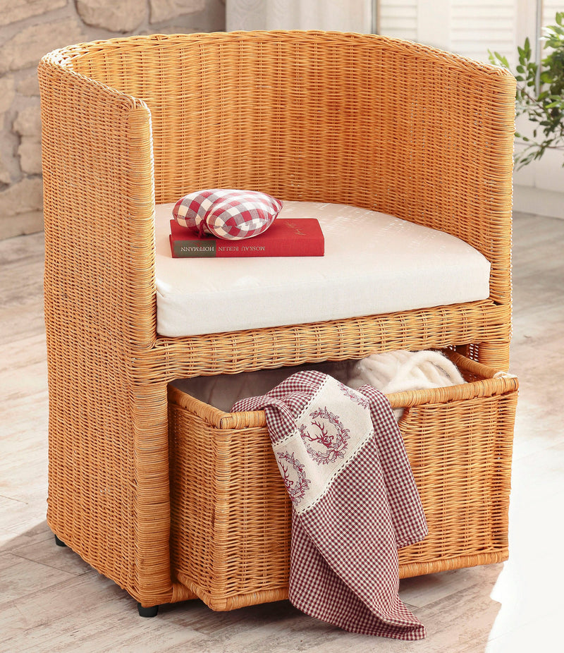 Fotoliu Blaxton din rattan cu cutie si pernă 56 cm lățime - LunaHome.ro