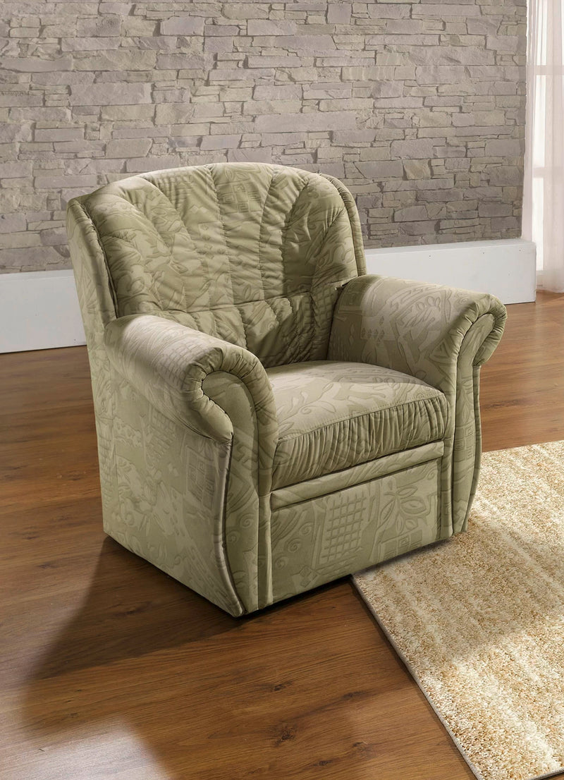 Fotoliu Casper cu tapiterie din microvelur verde cu model floral - LunaHome.ro