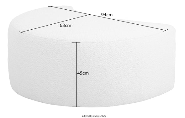 Fotoliu Isalie XXL din boucle pufos crem cu taburet 153 cm