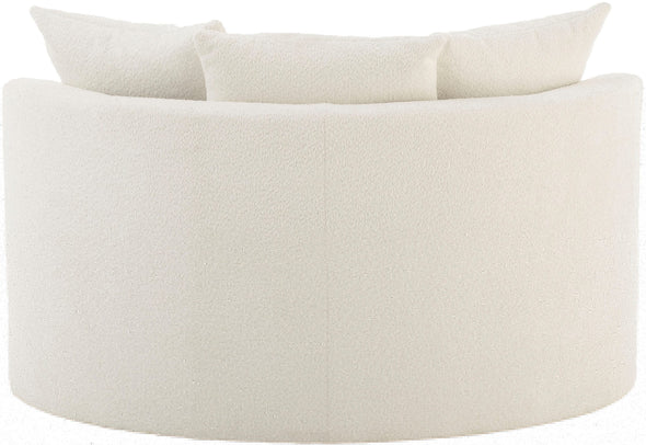 Fotoliu Isalie XXL din boucle pufos crem cu taburet 153 cm
